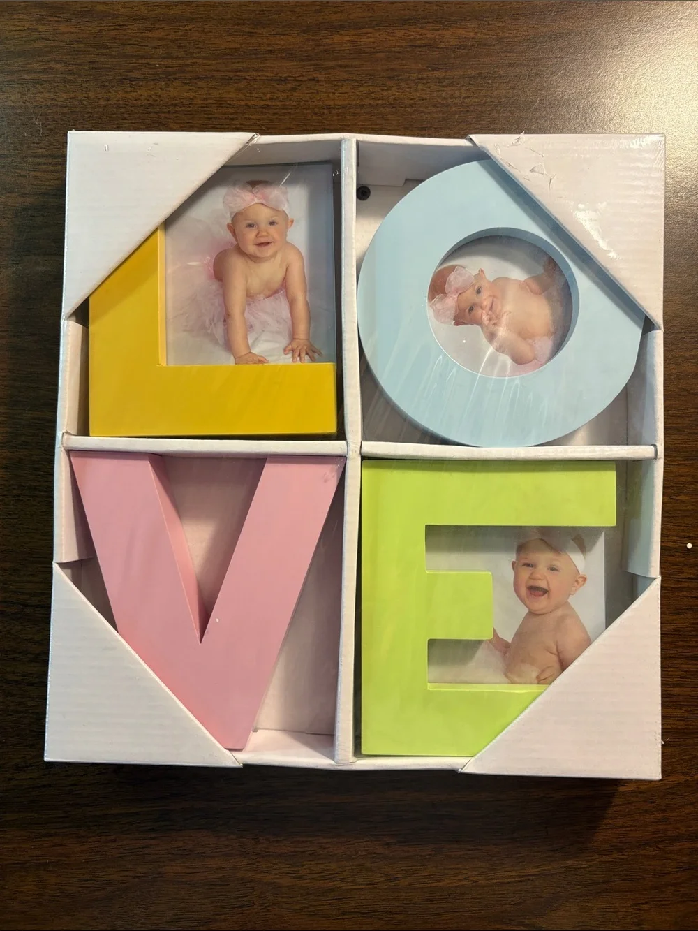 Love Photo Frame Set – Pastel Yellow, Blue, Pink & Green